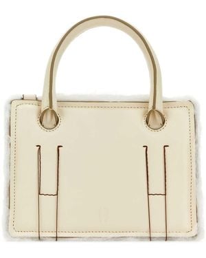 Dentro Ivory Leather Mini Otto Handbag - White