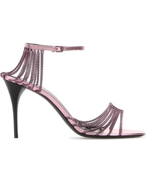 Saint Laurent Lilac Metal Babylone Sandals - Purple