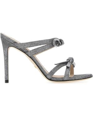 Stuart Weitzman Fabric Sw Bow Mules - White