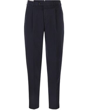 PT Torino Stretch Cotton Tailored Trousers - Blue