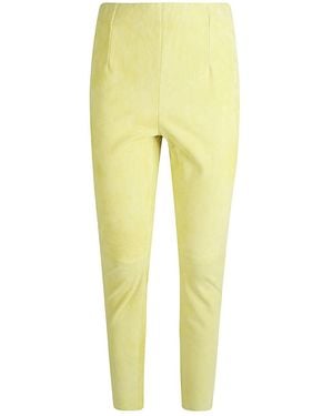 Via Masini 80 Slim Fit Suede Trousers - Yellow