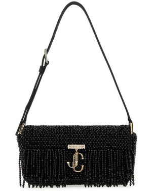 Jimmy Choo Satin Mini Avenue Shoulder Bag - Black