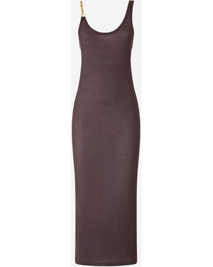 Pinko Vestido de algodón elástico con tirantes de pedrería de - Morado