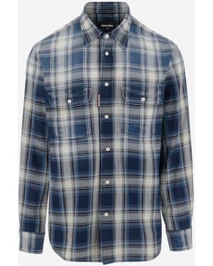 DSquared² Sparkling Vintage Cotton Shirt - Blauw