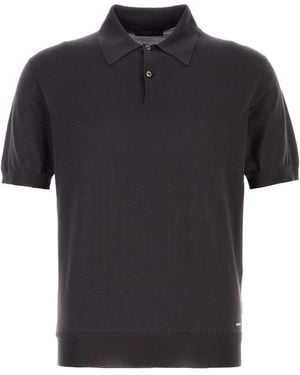 Prada Dark Silk Polo Shirt - Black
