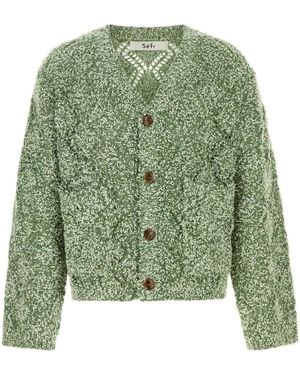 Séfr Melange Wool Blend Oversize Abain Cardigan - Green
