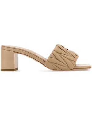 Miu Miu Nappa Leather Mules - Natural