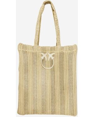 Pinko Easy Raffia Shopping Bag - Yellow