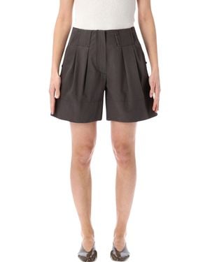Low Classic Tuck Point Turn-Up Shorts - Grey