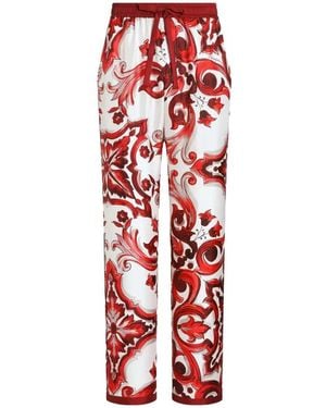 Dolce & Gabbana Dolce & Gabbana Twill Vanity Trousers With Majolica Print - Red