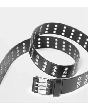 Ann Demeulemeester Ezra 4 cm Gürtel mit Metallösen aus fettigem Kalbsleder - Mettallic