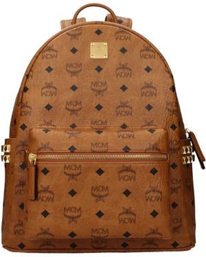 MCM Cognac Fabric Backpacks And Messenger Bags - Brown