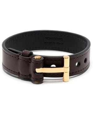 Tom Ford Leren Armband Met T-Scharnier - Zwart