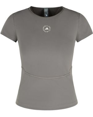 adidas By Stella McCartney Adidas por Stella McCartney 'TPR' Grey Polyamide Blend T Shirt - Gris