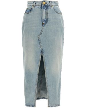 Balmain Denim Midi Rok - Blauw