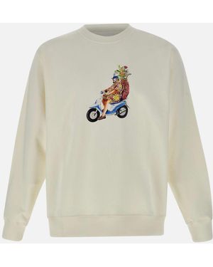 Drole de Monsieur Golfer Baumwoll-Crewneck-Sweatshirt - Weiß