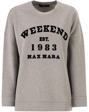 Weekend by Maxmara Wkdgommoso Baumwoll-Sweatshirt mit Rundhalsausschnitt - Grau