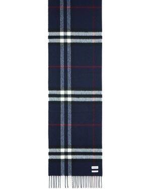 Burberry 'Mu Giant Check' Navy Cashmere Schal - Blau