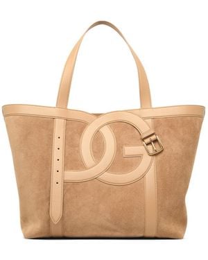 Dolce & Gabbana Dolce & Gabbana 'Shopping Dg Belt' Suede Bag - White