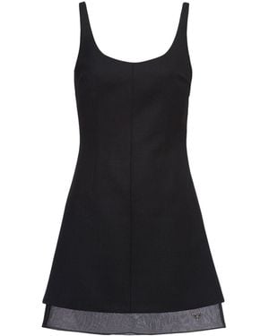 Prada Elegantes Mini-Kleid Mit Geschwungenem Ausschnitt Und Stufenrock - Schwarz