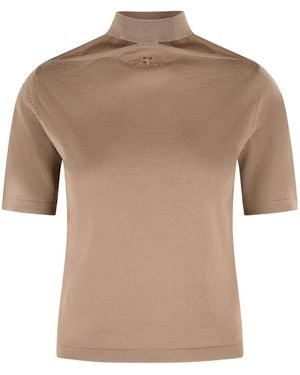 Courreges Merino Wool Turtleneck Sweater - Brown