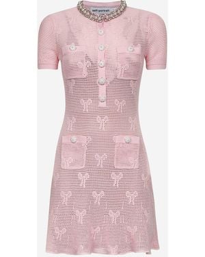 Self-Portrait Self -Porträt -Baumwollmischung Mini -Kleid mit Schleifen - Pink