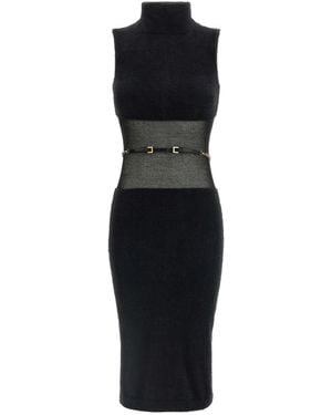 Elisabetta Franchi Gauze Insert Dress - Black