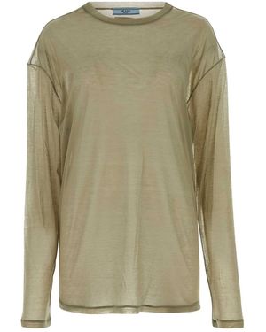 Prada Khaki Lyocell Blend Oversize T-Shirt - Green