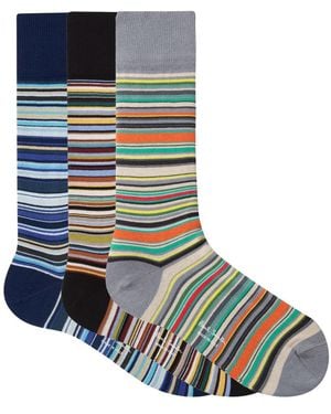 Paul Smith 3-Pack Striped Socks - Blue