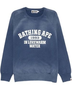 A Bathing Ape Destroy Gewassen Effect Relaxed Fit Sweatshirt Met Ronde Hals M - Blauw