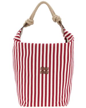 Miu Miu Embroidered Canvas Bucket Bag