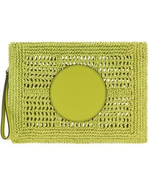 Tory Burch Light Green Raffia Ella Clutch - Yellow