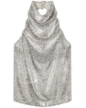 Stella McCartney Metallic Velvet Halterneck Top - Gray