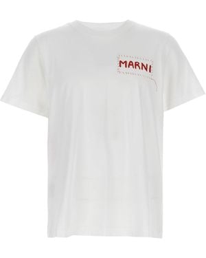 Marni Logo Patch T Shirt Bianco-Uomo