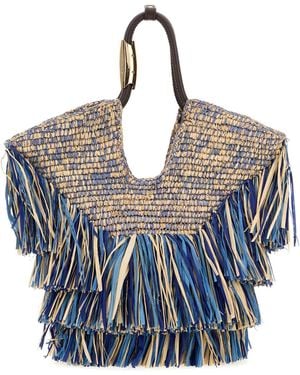 Zimmermann Goldentime Small Fringe Tote - Blue