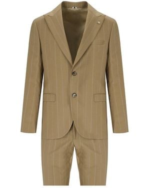 Manuel Ritz Pinstripe Single Breasted Suit - Green