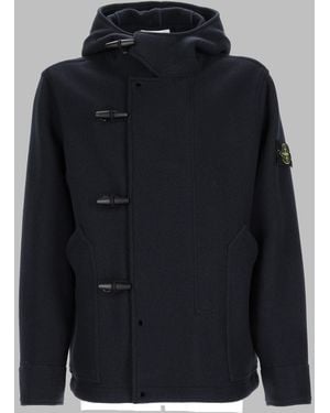 Stone Island Structured Hooded Sports Jacket With Toggle Closures - Blue