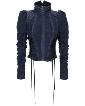 Dilara Findikoglu Dila Findikoglu Denim Jacket con detalles del corsé - Azul