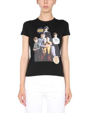 Raf Simons Crew Neck T-Shirt With Front Print Cotton T-Shirts - Black