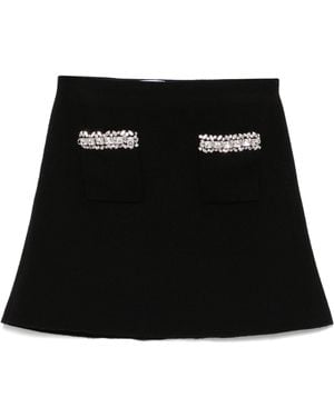 Self-Portrait Knit Embellished Mini Skirt - Black