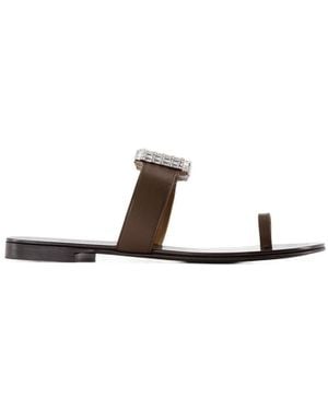 Giuseppe Zanotti Blahir Platte Sandalen Leer Bruin - Wit