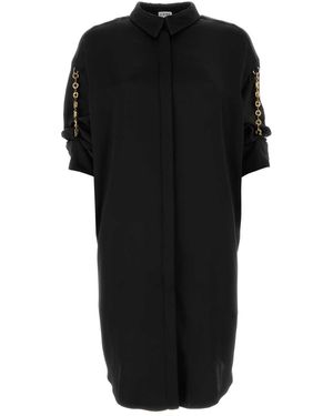 Loewe Black Satin Shirt Kleid - Schwarz