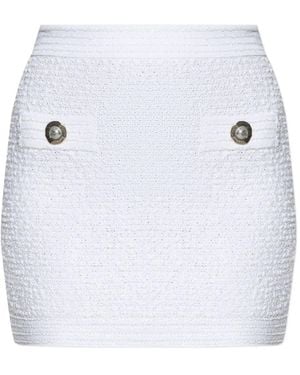 Balmain Tweed Mini Skirt - White