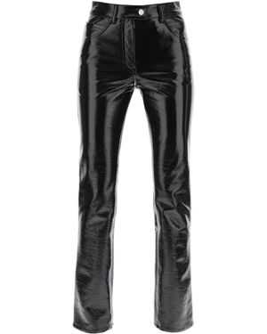 Courreges Vinyl Effect Gecoate Katoenen Broek - Zwart