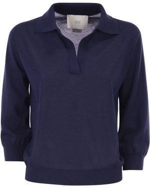 Vanisé Cashmere And Silk Knitted Polo - Blue