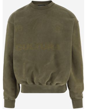 Cultura Übergroße Baumwoll -Sweatshirt mit Logo - Grün