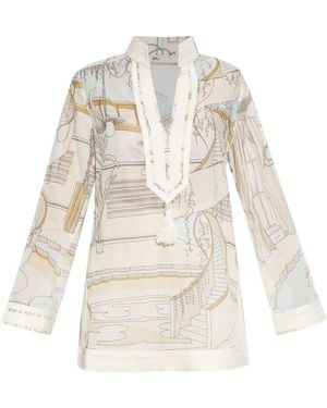 Tory Burch Printed Cotton Tunic Dress - White
