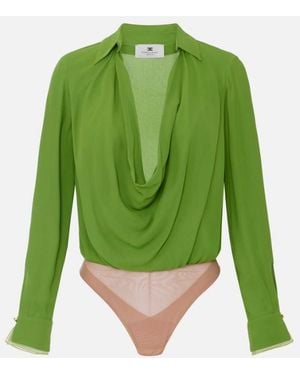 Elisabetta Franchi Body Georgette De Viscosa - Verde