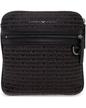 Emporio Armani Allover Logo Crossbody Tasche - Schwarz