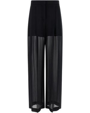 Alberta Ferretti Palazzo Silk Georgette Trousers - Schwarz